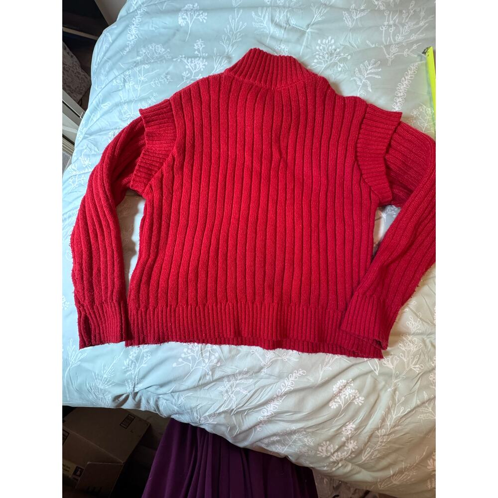 Time & Tru size medium, bright, red cable knit sweater